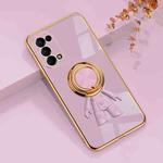 For OPPO Reno5 Pro 5G 6D Plating Astronaut Ring Kickstand Phone Case(Light Purple)