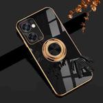 For OPPO Reno7 SE 5G 6D Plating Astronaut Ring Kickstand Phone Case(Black)
