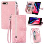 For iPhone SE 2022 / SE 2020 / 8 / 7 Embossed Flower Shockproof Leather Phone Case(Pink)