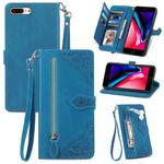 For iPhone SE 2022 / SE 2020 / 8 / 7 Embossed Flower Shockproof Leather Phone Case(Blue)