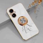 For OPPO A96 6D Plating Astronaut Ring Kickstand Phone Case(White)