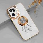 For OPPO Find X5 Pro 6D Plating Astronaut Ring Kickstand Phone Case(White)