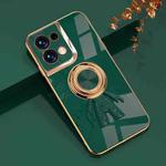 For OPPO Reno8 6D Plating Astronaut Ring Kickstand Phone Case(Night Green)