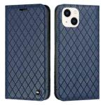For iPhone 14 S11 RFID Diamond Lattice Flip Leather Phone Case (Blue)