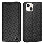 For iPhone 14 Plus S11 RFID Diamond Lattice Flip Leather Phone Case (Black)