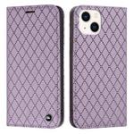 For iPhone 14 Plus S11 RFID Diamond Lattice Flip Leather Phone Case (Purple)