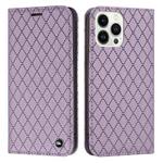 For iPhone 14 Pro Max S11 RFID Diamond Lattice Flip Leather Phone Case (Purple)