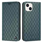 For iPhone 13 mini S11 RFID Diamond Lattice Flip Leather Phone Case (Green)