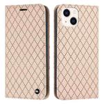 For iPhone 13 mini S11 RFID Diamond Lattice Flip Leather Phone Case (Light Pink)