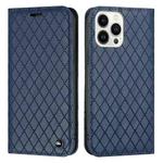 For iPhone 13 Pro Max S11 RFID Diamond Lattice Flip Leather Phone Case (Blue)