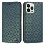 For iPhone 13 Pro Max S11 RFID Diamond Lattice Flip Leather Phone Case (Green)