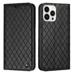 For iPhone 13 Pro Max S11 RFID Diamond Lattice Flip Leather Phone Case (Black)