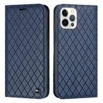 For iPhone 12 / 12 Pro S11 RFID Diamond Lattice Flip Leather Phone Case(Blue)