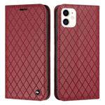 For iPhone 11 S11 RFID Diamond Lattice Flip Leather Phone Case (Red)