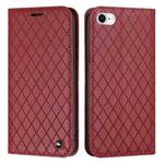 For iPhone SE 2022 / SE 2020 / 8 / 7 S11 RFID Diamond Lattice Flip Leather Phone Case(Red)