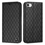 For iPhone SE 2022 / SE 2020 / 8 / 7 S11 RFID Diamond Lattice Flip Leather Phone Case(Black)