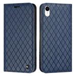 For iPhone XR S11 RFID Diamond Lattice Flip Leather Phone Case(Blue)