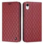 For iPhone XR S11 RFID Diamond Lattice Flip Leather Phone Case(Red)