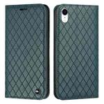 For iPhone XR S11 RFID Diamond Lattice Flip Leather Phone Case(Green)