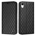 For iPhone XR S11 RFID Diamond Lattice Flip Leather Phone Case(Black)