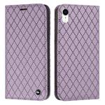 For iPhone XR S11 RFID Diamond Lattice Flip Leather Phone Case(Purple)