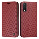 For vivo Y20 / Y20i / Y20s / Y12a S11 RFID Diamond Lattice Flip Leather Phone Case(Red)