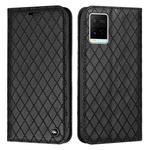 For vivo Y21 / Y33s / Y21s S11 RFID Diamond Lattice Flip Leather Phone Case(Black)