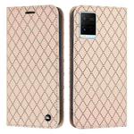 For vivo Y21 / Y33s / Y21s S11 RFID Diamond Lattice Flip Leather Phone Case(Light Pink)