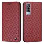 For vivo Y51s / Y51a / Y51 2020 S11 RFID Diamond Lattice Flip Leather Phone Case(Red)