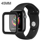 For Apple Watch Series 7 45mm Silicone Watch Band Case with Screen Film Set(Black)