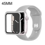 For Apple Watch Series 7 45mm Silicone Watch Band Case with Screen Film Set(Grey)