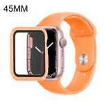 For Apple Watch Series 7 45mm Silicone Watch Band Case with Screen Film Set(Light Orange)