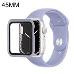 For Apple Watch Series 7 45mm Silicone Watch Band Case with Screen Film Set(Gray Blue)