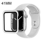 For Apple Watch Series 7 41mm Silicone Watch Band Case with Screen Film Set(White)