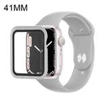 For Apple Watch Series 7 41mm Silicone Watch Band Case with Screen Film Set(Space Grey)