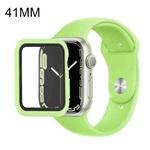 For Apple Watch Series 7 41mm Silicone Watch Band Case with Screen Film Set(Grass Green)