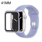 For Apple Watch Series 7 41mm Silicone Watch Band Case with Screen Film Set(Gray Blue)