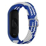 For Xiaomi Mi Band 7 Adjustable Nylon Braided Elasticity Watch Band(Blue White)