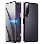 For Sony Xperia 1 IV HD Magnetic Metal Tempered Glass Phone Case(Purple)