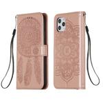 For iPhone 11 Pro Max Dream Catcher Printing Horizontal Flip Leather Case with Holder & Card Slots & Wallet & Lanyard(Rose Gold)