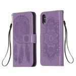 For iPhone X / XS Dream Catcher Printing Horizontal Flip Leather Case with Holder & Card Slots & Wallet & Lanyard(Purple)