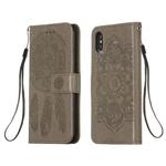 For iPhone X / XS Dream Catcher Printing Horizontal Flip Leather Case with Holder & Card Slots & Wallet & Lanyard(Grey)