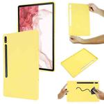 For Samsung Galaxy Tab S8+/Tab S7+/Tab S7 FE Pure Color Liquid Silicone Shockproof Full Coverage Tablet Case(Yellow)