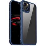 For iPhone 14 Plus Carbon Fiber Four-corner Airbag Shockproof Case (Blue)