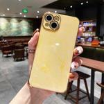 For iPhone 14 Plus Marble Texture Electroplating Phone Case (Yellow)
