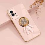 For vivo iQOO 8 Pro 6D Plating Astronaut Ring Kickstand Phone Case(Light Pink)