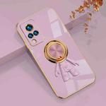 For vivo S9 6D Plating Astronaut Ring Kickstand Phone Case(Light Purple)