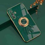 For vivo X60 6D Plating Astronaut Ring Kickstand Phone Case(Night Green)
