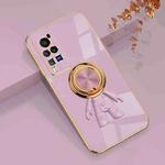 For vivo X60 Pro 6D Plating Astronaut Ring Kickstand Phone Case(Light Purple)