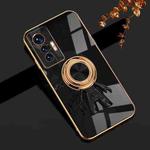 For vivo X70 6D Plating Astronaut Ring Kickstand Phone Case(Black)